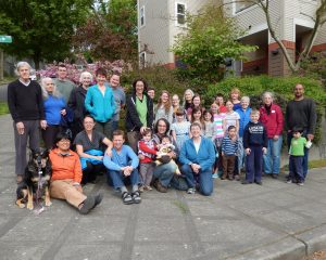 Jackson Place Cohousing members in front of the project